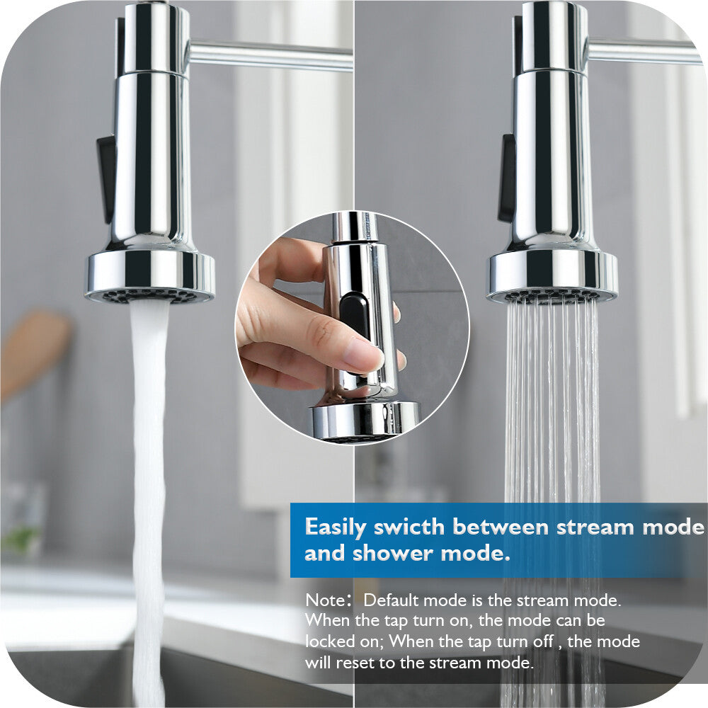 Decaura Spring Kitchen Sink Mixer Tap Pull Out Chrome Swivel Arm Stainless Steel