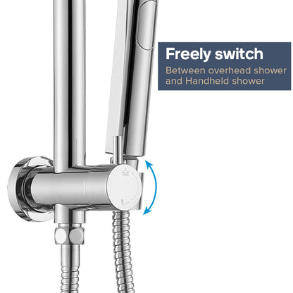 Decaura Dual Shower Heads Set 9" Rain Round Chrome Gooseneck Arm 2 in 1 System