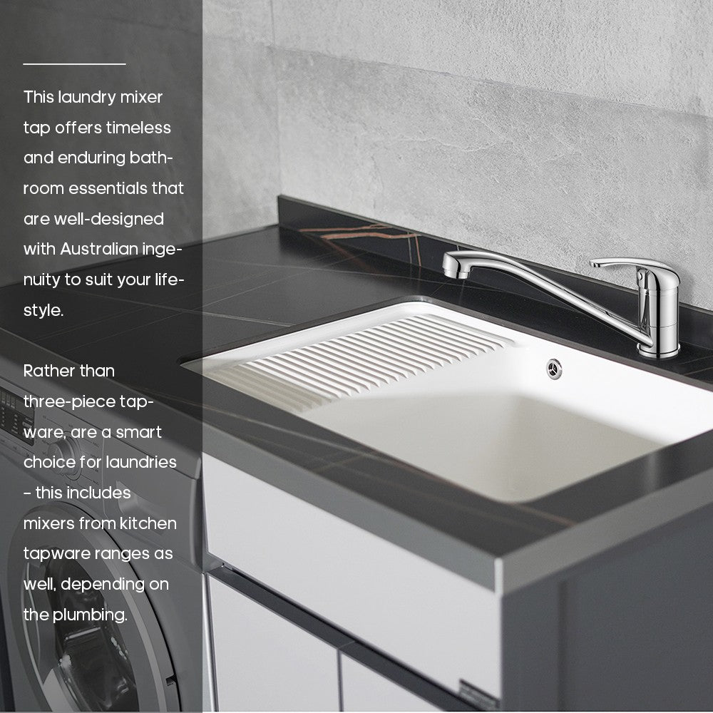 Decaura Laundry Mixer Tap Chrome Kitchen Sink Mixer Tap has swivel long Arm