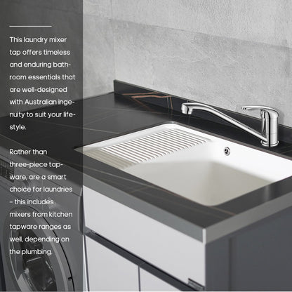 Decaura Laundry Mixer Tap Chrome Kitchen Sink Mixer Tap has swivel long Arm