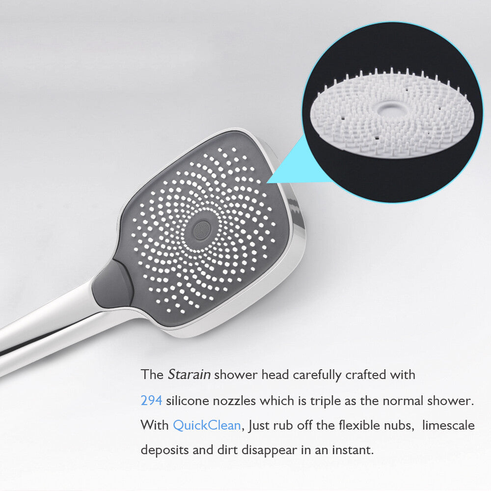 Decaura Large Hand Shower Head 3-Mode Spray with 1.5m Shower Hose Chrome