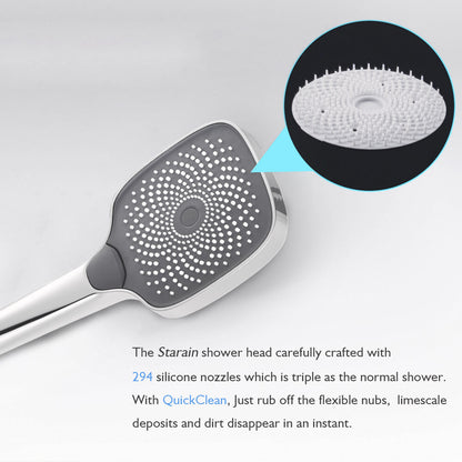 Decaura Large Hand Shower Head 3-Mode Spray with 1.5m Shower Hose Chrome