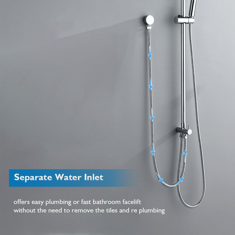 Decaura 8" 9" 10" Rain Shower Head Set Separate Water Inlet Wall Mixer Taps