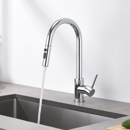 Decaura Kitchen Tap Pull Out 3-Mode Spray Head Chrome Sink Mixer Tap 360° Swivel