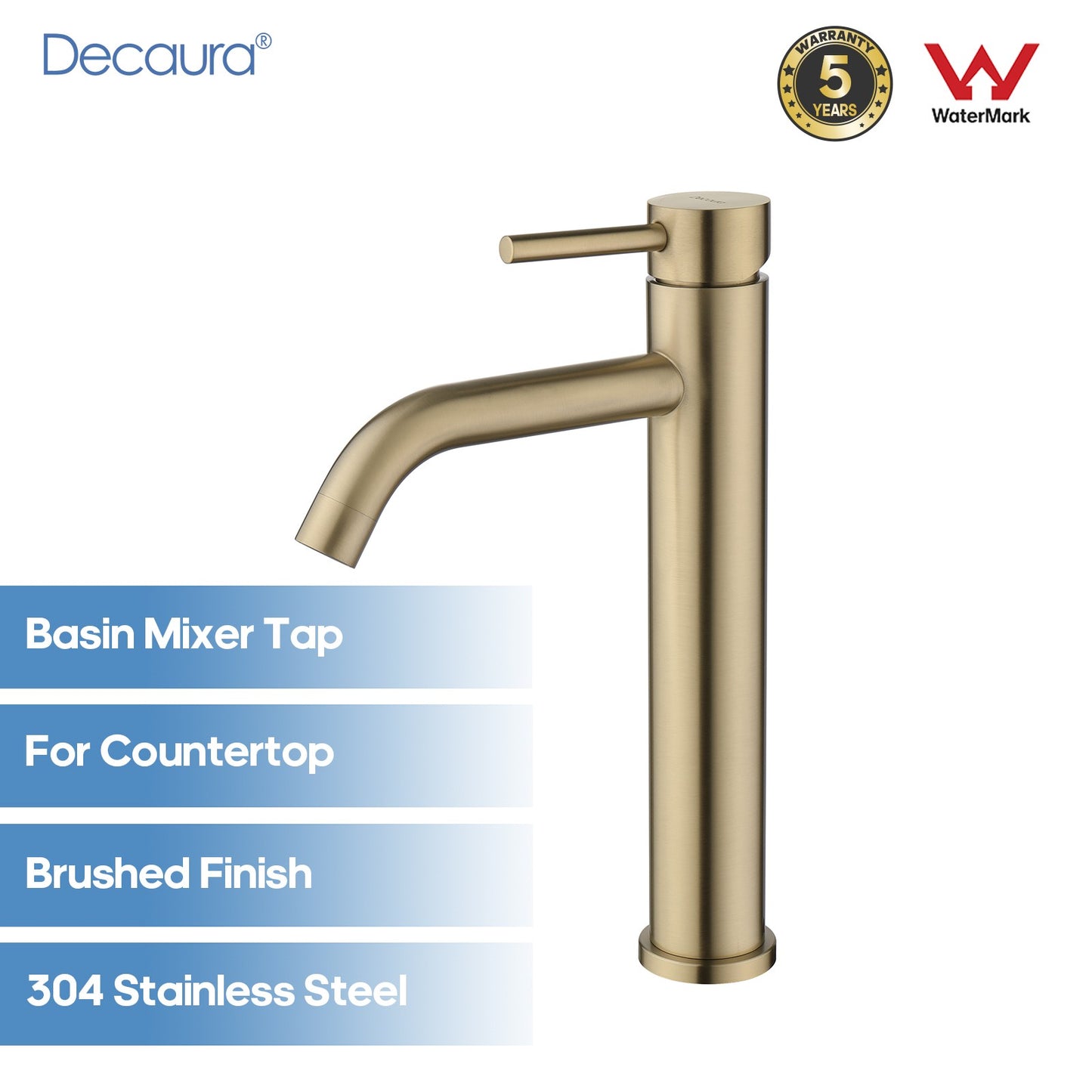 Decaura Bath Basin Mixer Tap Vanity Faucet Single Handle Tapware with Pop Waste