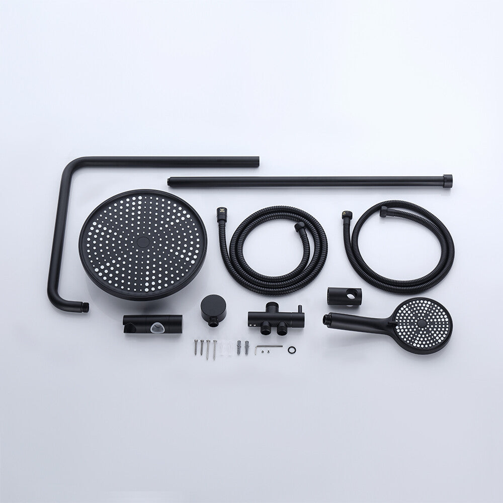 Decaura 10" Rain Shower Head Set Black with Separate Water Inlet Elbow