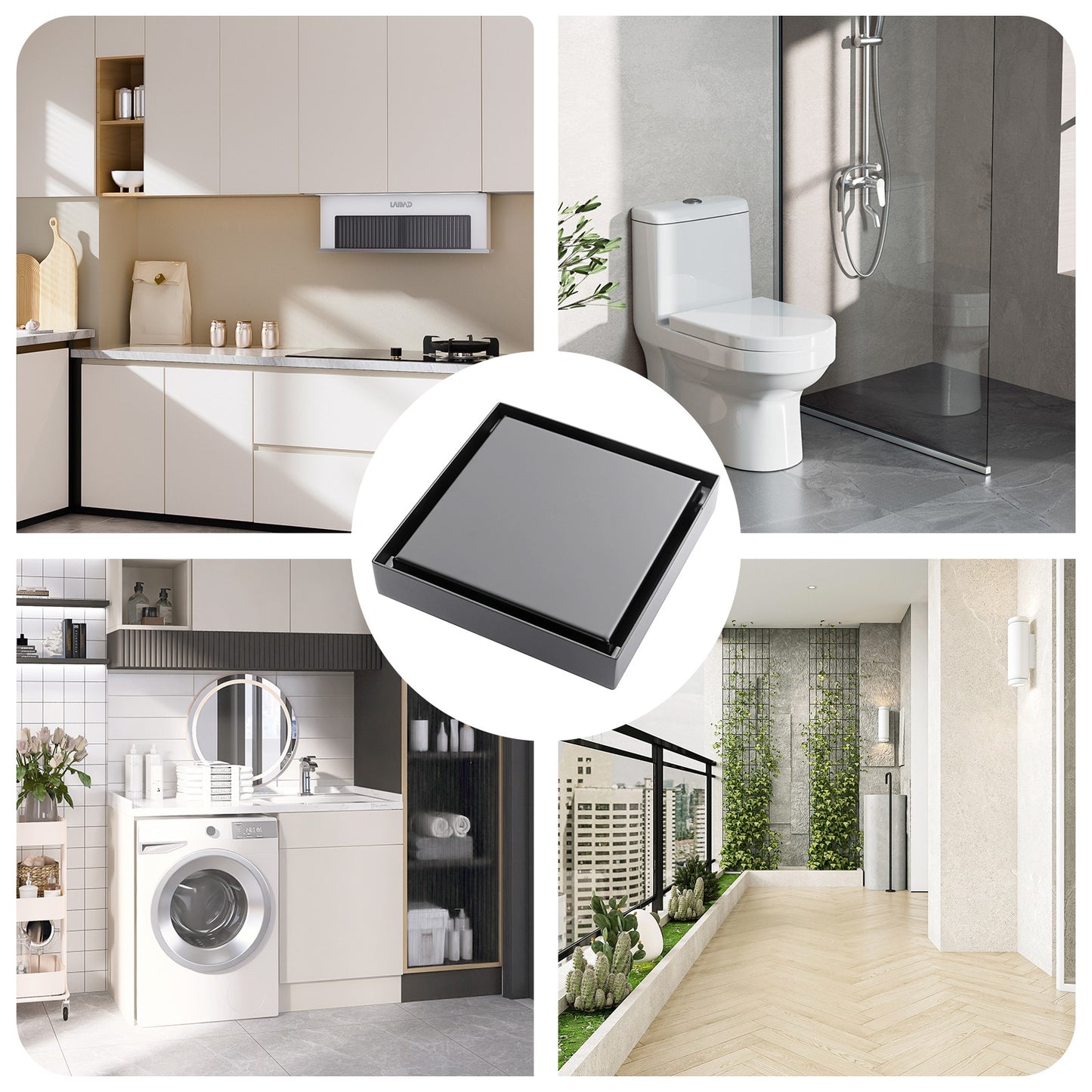 Decaura Shower Grate Drain Brushed Gunmetal Tile Insert Floor Waste Square 50mm