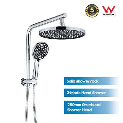Decaura 9" or 10" Shower Head Set Gooseneck Chrome Black Golden Wall Shower Taps