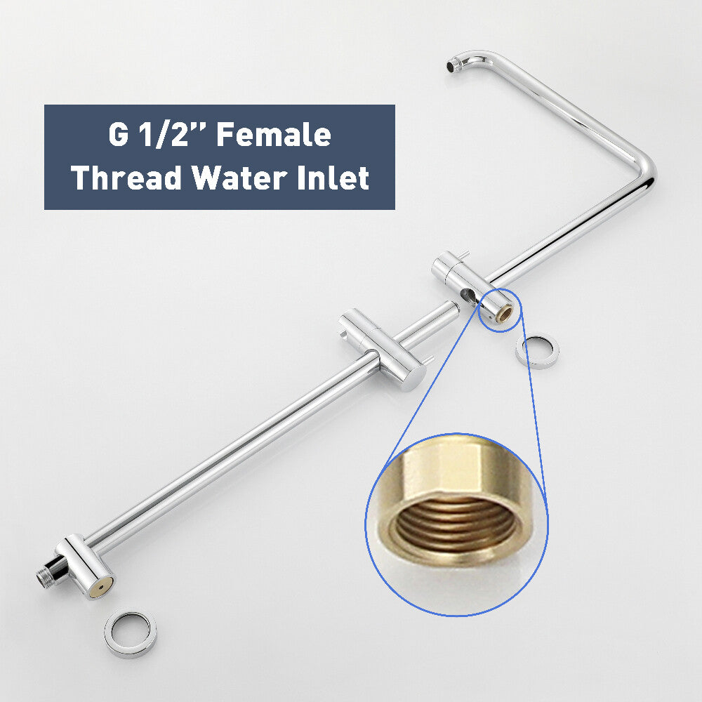 Decaura Shower Head Set Gooseneck Arm Brushed Gold/Black/Chrome/Gunmetal WELS