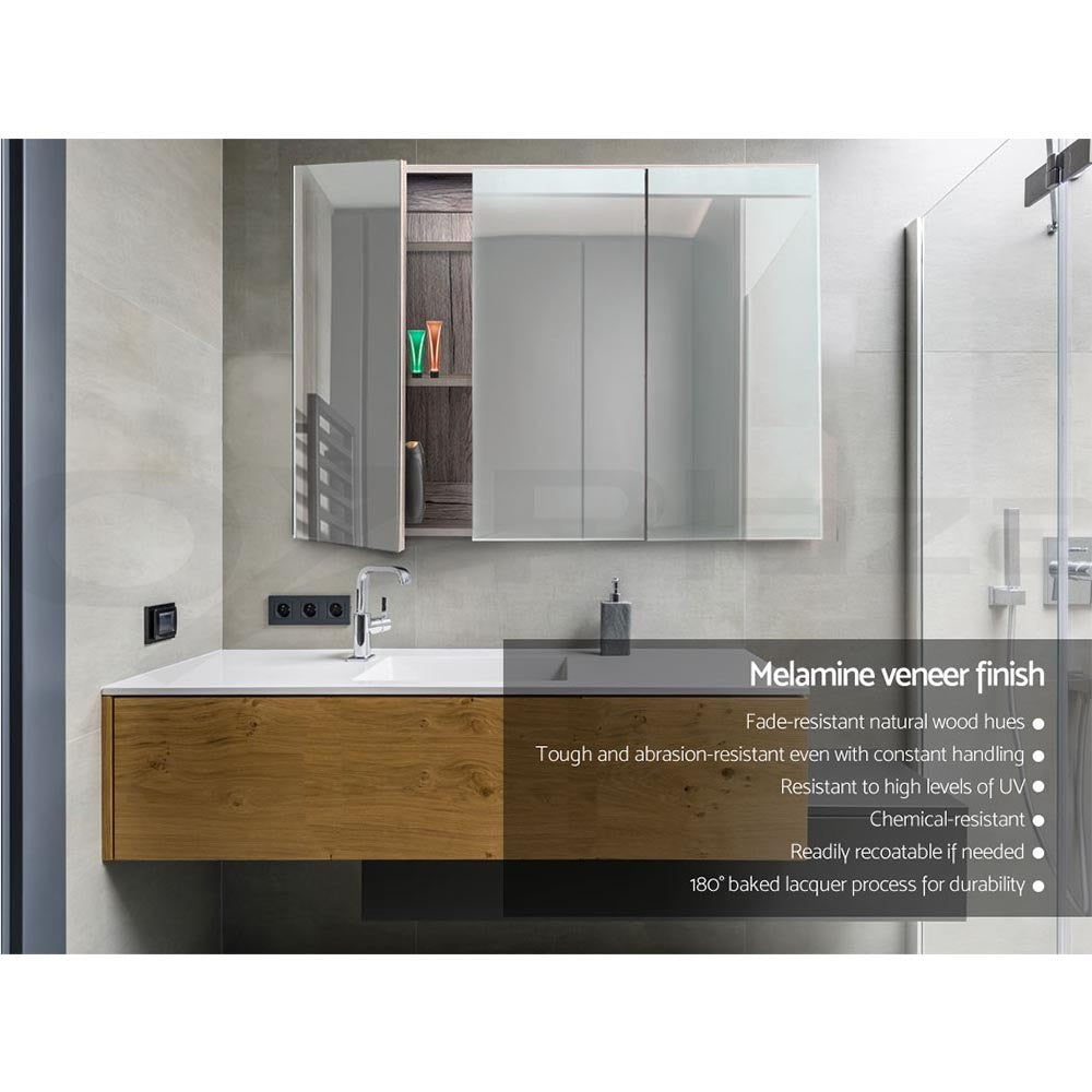 Cefito Bathroom Mirror Cabinet 900x720mm Vanity Medicine Shaving Makeup Oak