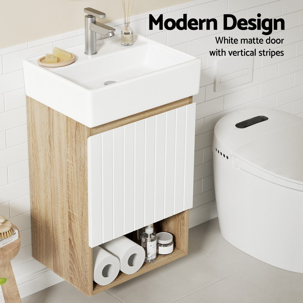 Cefito Vanity Unit 445mm Basin Bathroom Cabinet Storage Wall Hung Sink White