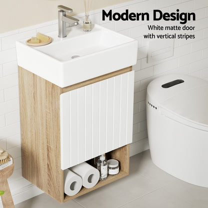 Cefito Vanity Unit 445mm Basin Bathroom Cabinet Storage Wall Hung Sink White