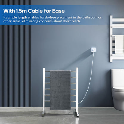 Decaura Heated Towel Rail Rack 304 Stainless Steel Freestanding/Wall Mounted