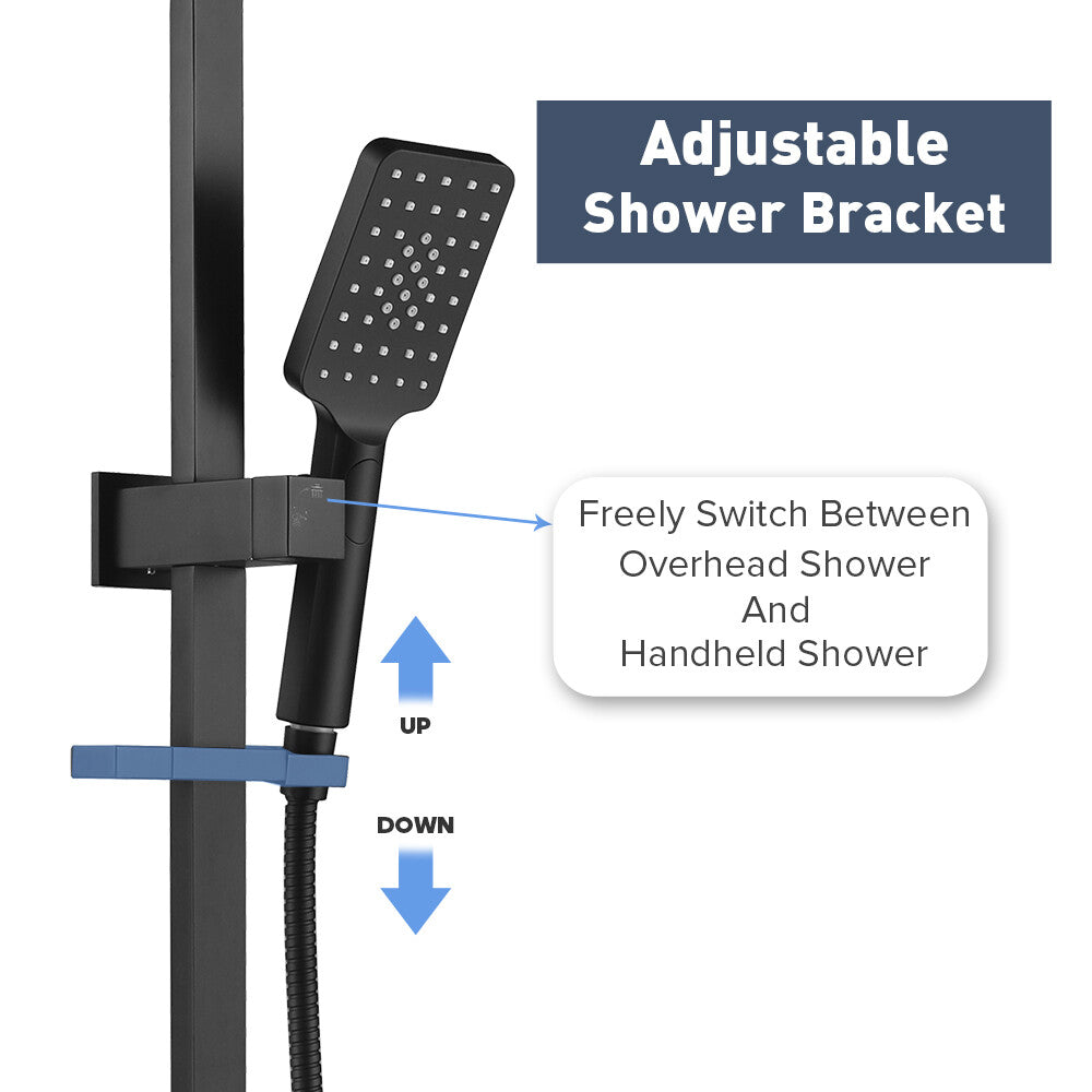 Decaura Square Rain Shower Head Set Matte Black Bathroom Wall Tapware Mixer Taps