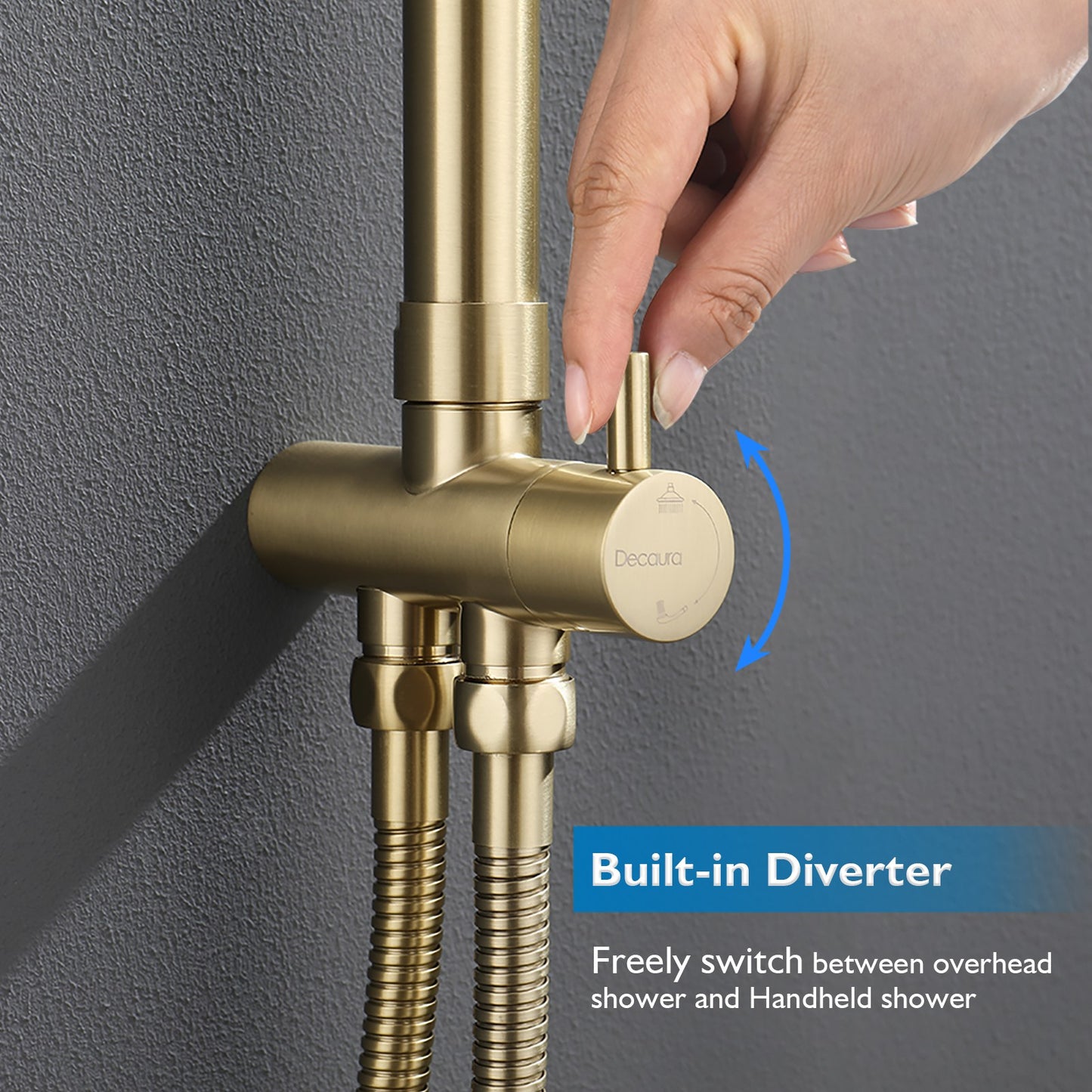 WELS 9" Rain Shower Head Set Brushed Gold Separate Water Inlet Shower Mixer Taps