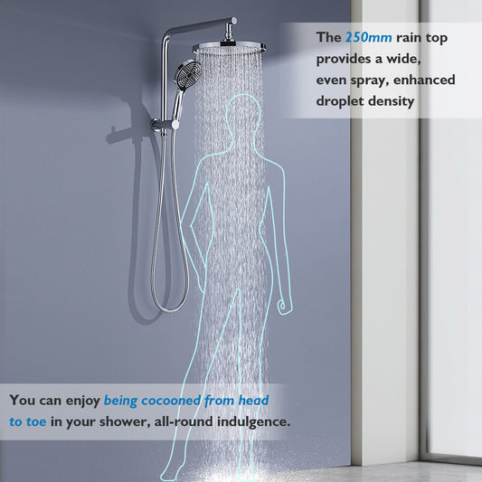 Decaura 10" Rain Shower Head Set Gooseneck Shower Arm Shower Mixer Tap Chrome