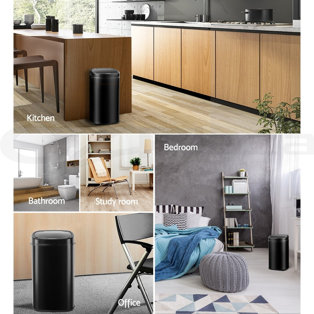 Devanti 58L Motion Sensor Bin Rubbish Automatic Trash Can Kitchen Black
