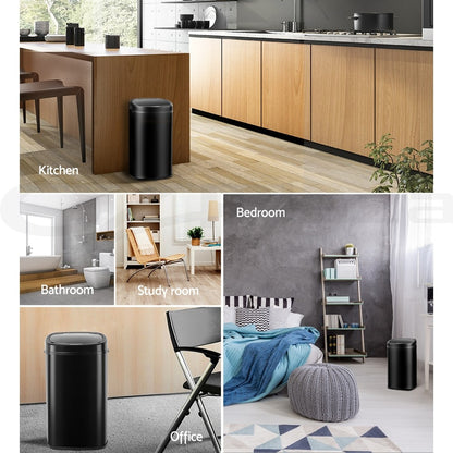Devanti 58L Motion Sensor Bin Rubbish Automatic Trash Can Kitchen Black