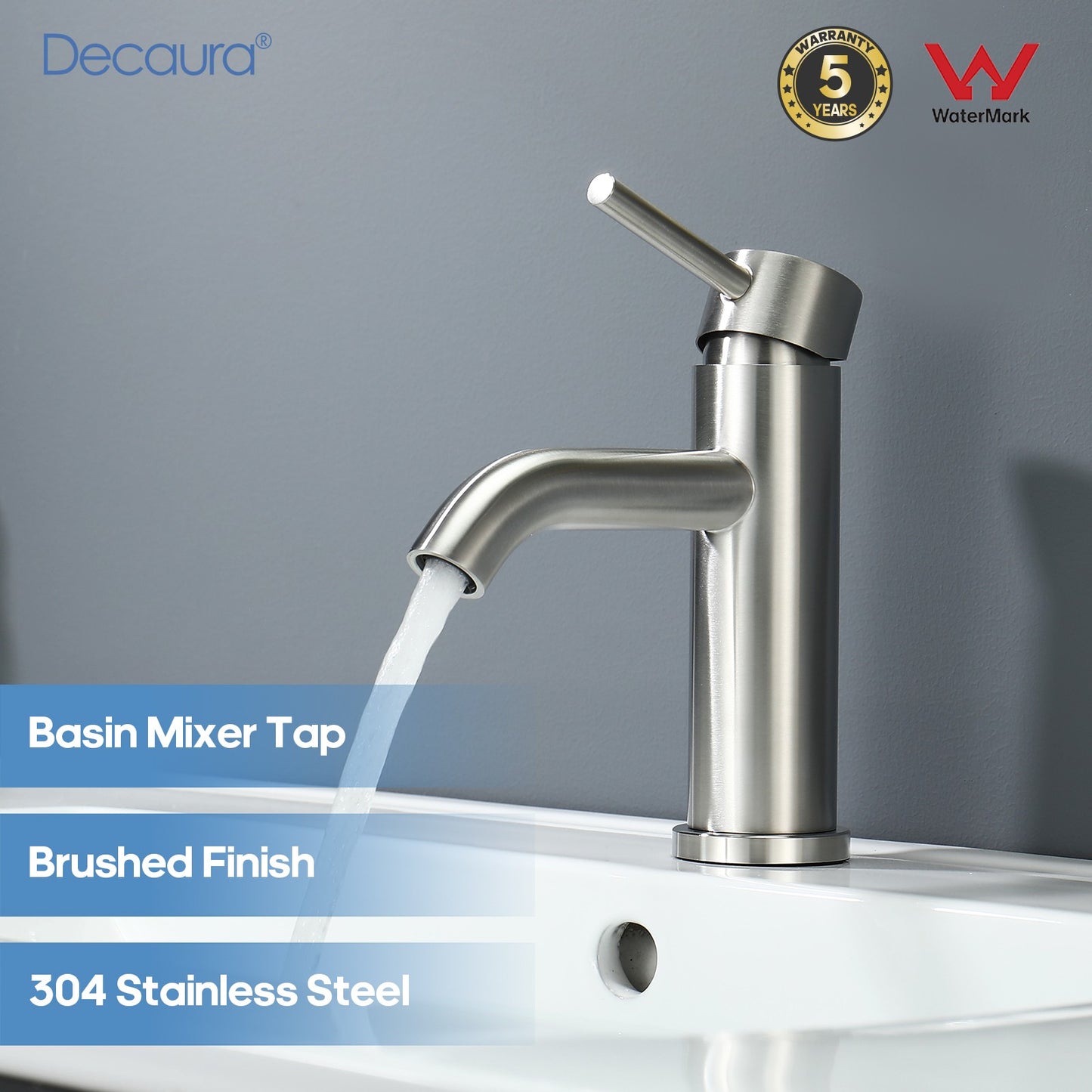 Decaura Bath Basin Mixer Tap Vanity Faucet Single Handle Tapware with Pop Waste