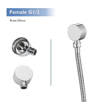 WELS 10 Inch Rain Shower Head Set Gooseneck Round Shower Mixer Tap Cross Handle