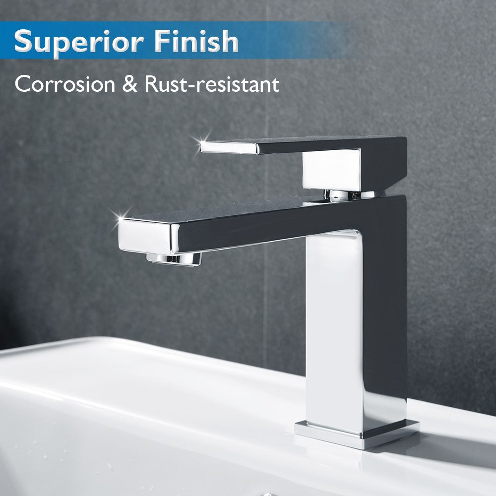 Decaura square basin mixer tap solid brass bathroom vanity sink faucet luxury