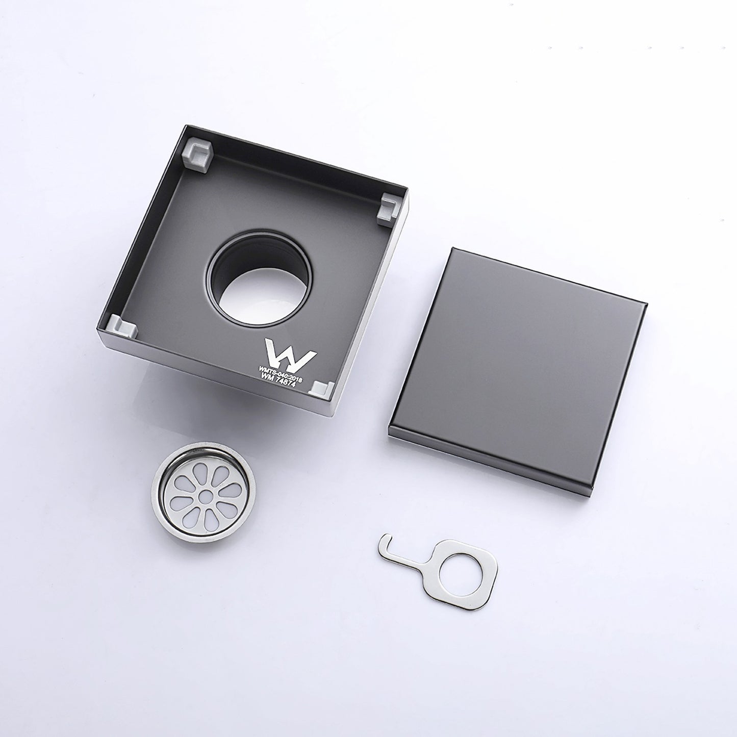 Decaura SUS Shower Grate Drain Brushed Gunmetal Floor Waste Square 80mm Outlet