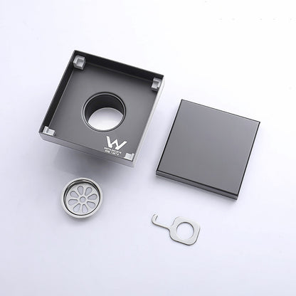 Decaura SUS Shower Grate Drain Brushed Gunmetal Floor Waste Square 80mm Outlet