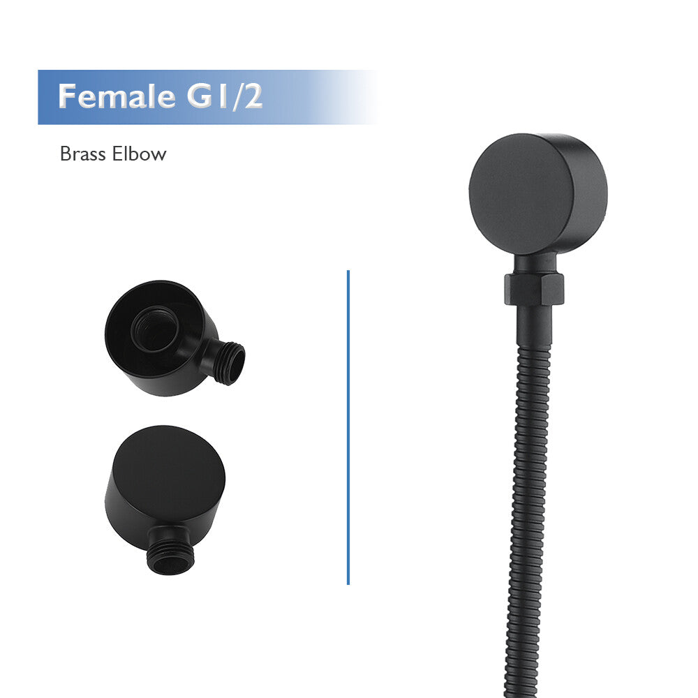 WELS 10 Inch Rain Shower Head Set Gooseneck Round Shower Mixer Tap Cross Handle
