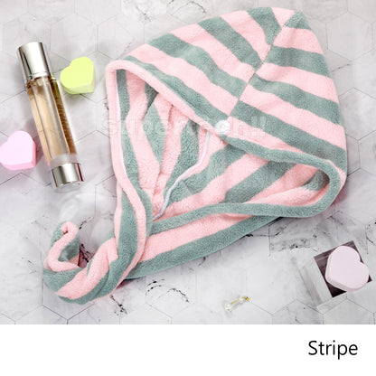 Fast Dry Microfibre Hair Towel Drying Turban Bath Head Wrap Hat Spa Cap AU