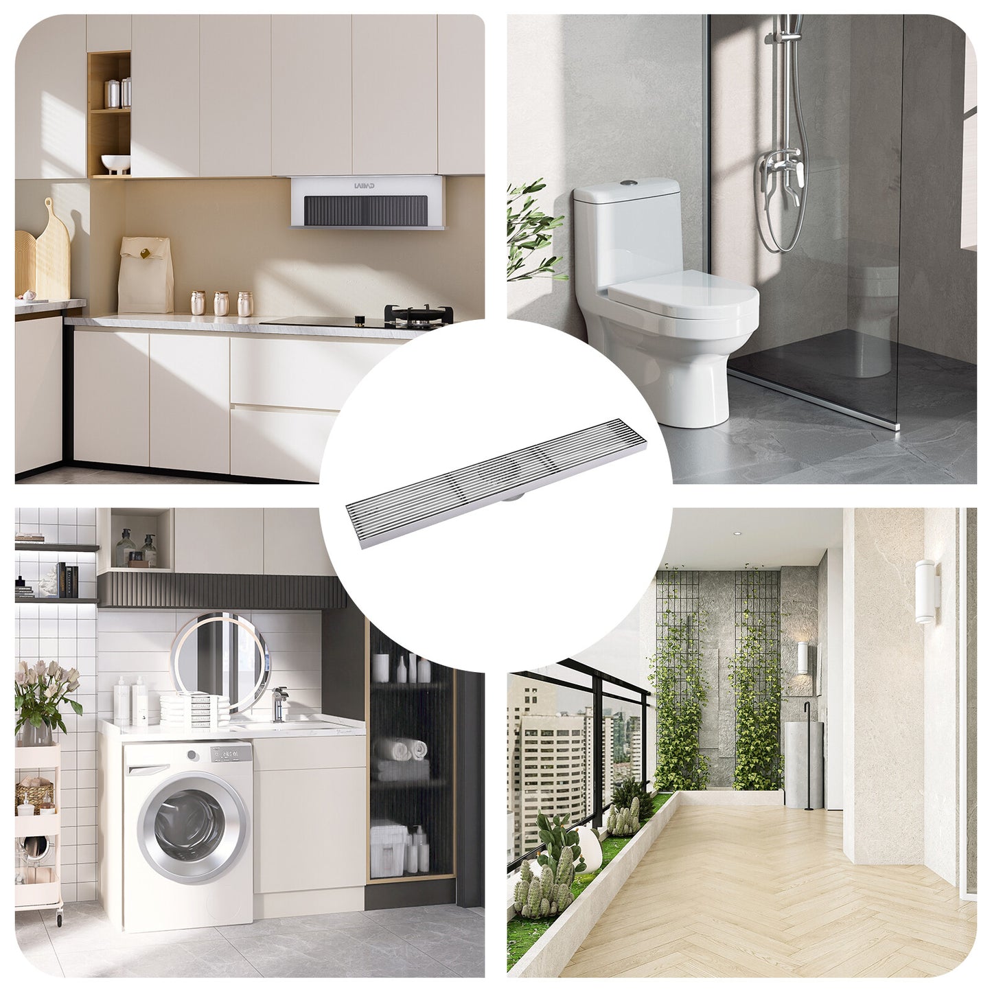 Decaura Shower Grate Drain Floor Waste Stainless Steel Tile Insert/Strip