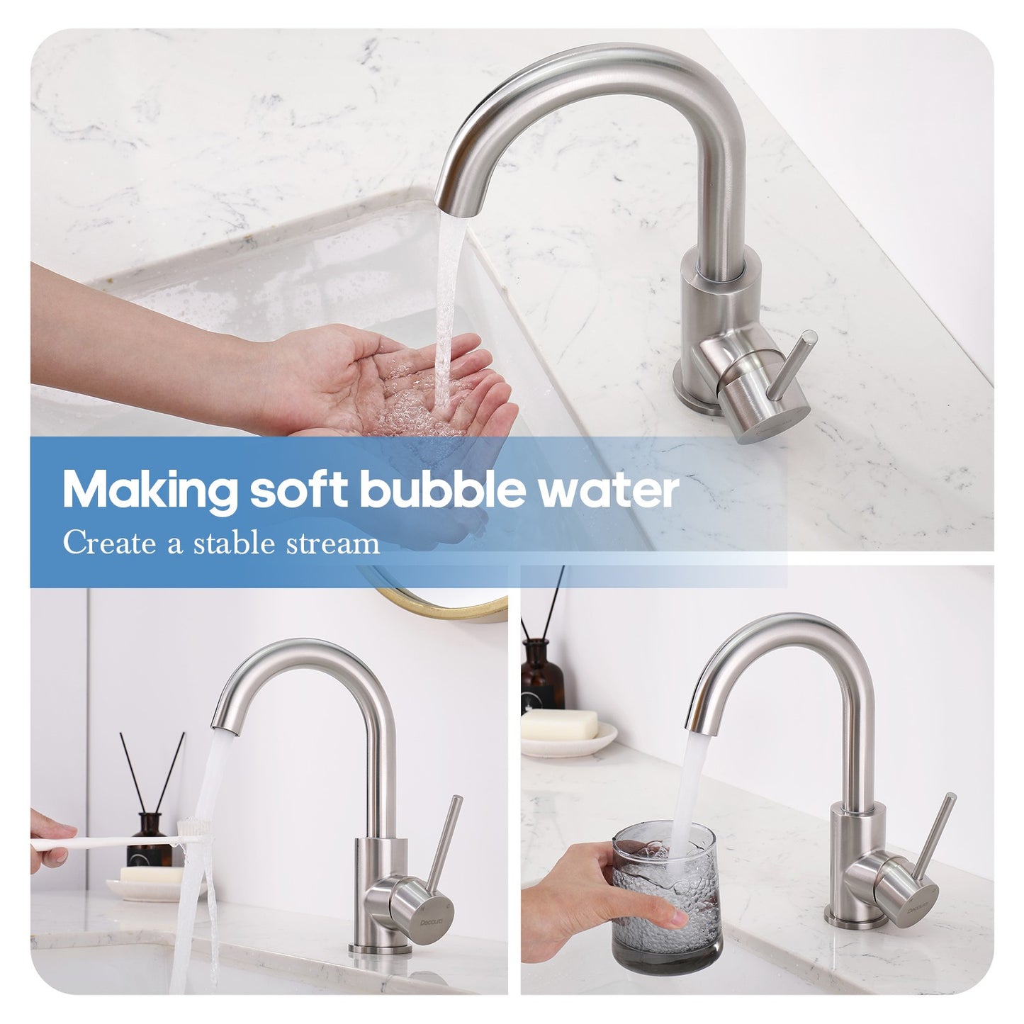 Decaura Bathroom Basin Vanity Mixer Tap Brushed Nickel/Chrome/Black/Brushed Gold