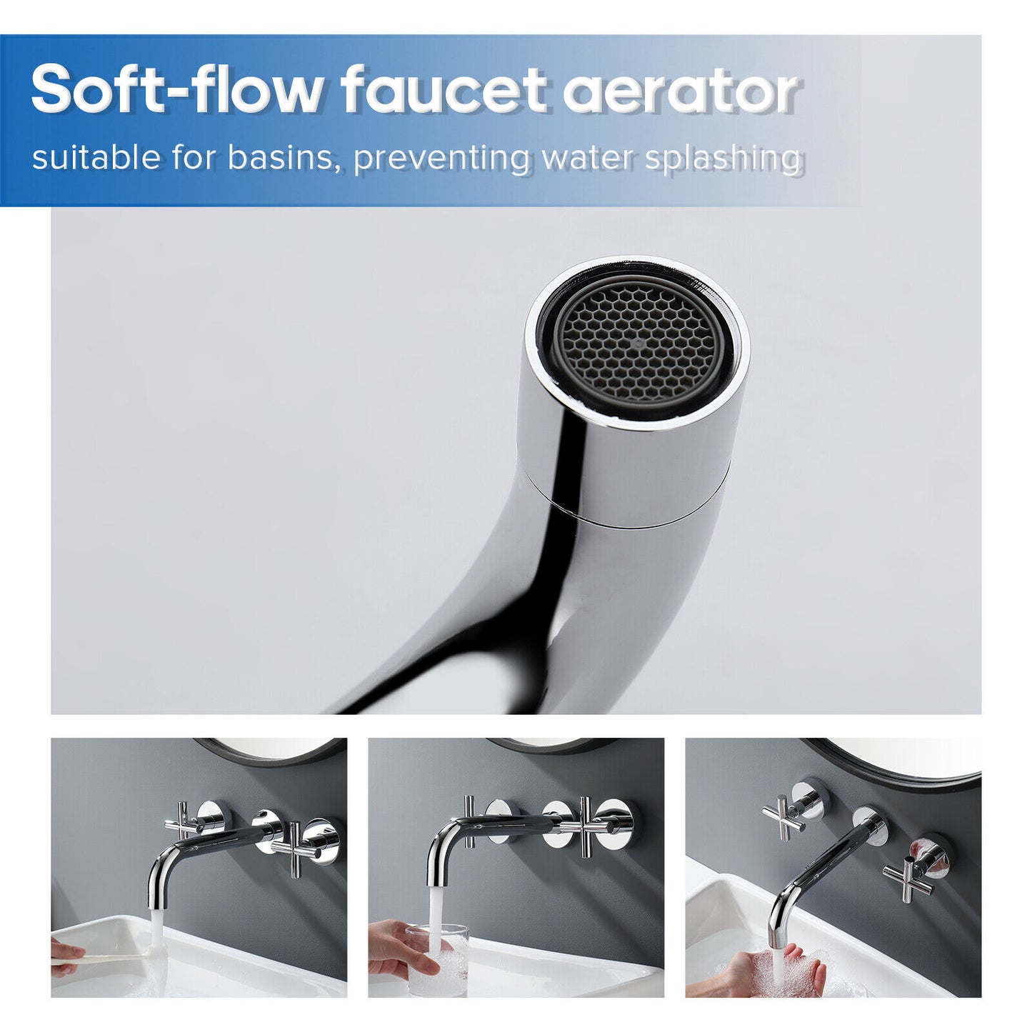 Decaura Basin Spout and Shower Taps Set Wall Mount 1/4 Turn Mixer Cold Hot WELS