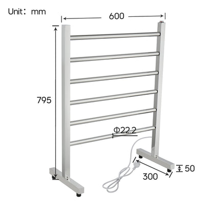 Decaura Heated Towel Rail Rack 304 Stainless Steel Freestanding/Wall Mounted