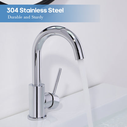 Decaura Bathroom Basin Mixer Tap Chrome Swivel Gooseneck Arm 170mm Spout Height