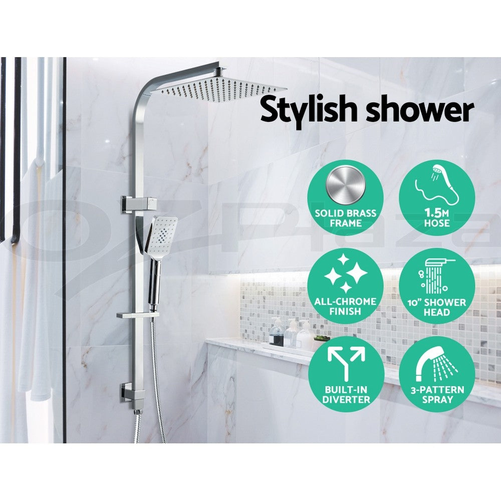 Cefito 10'' Rain Shower Head Set Square Handheld High Pressure Wall Chrome