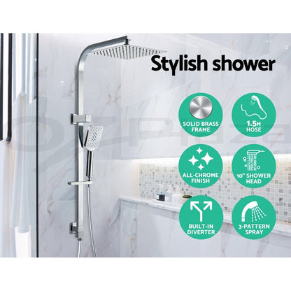 Cefito 10'' Rain Shower Head Set Square Handheld High Pressure Wall Chrome