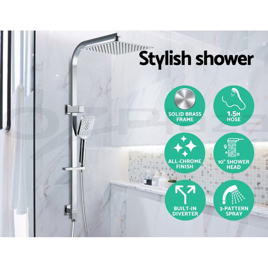 Cefito 10'' Rain Shower Head Set Square Handheld High Pressure Wall Chrome