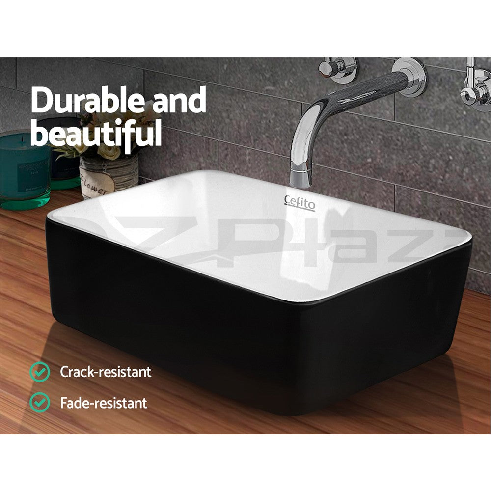 Cefito Ceramic Bathroom Vanity Basin Sink Above Counter Basins Bowl Black White