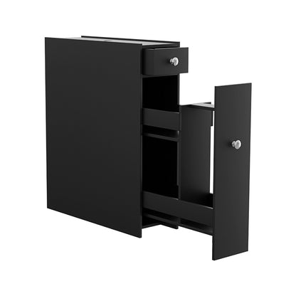 Artiss Bathroom Storage Cabinet Toilet Slim Tissue Box Caddy Side Wooden Black