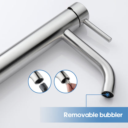 Decaura Bathroom Basin Mixer Tap Stainless Steel Long Gooseneck Brushed Nickel