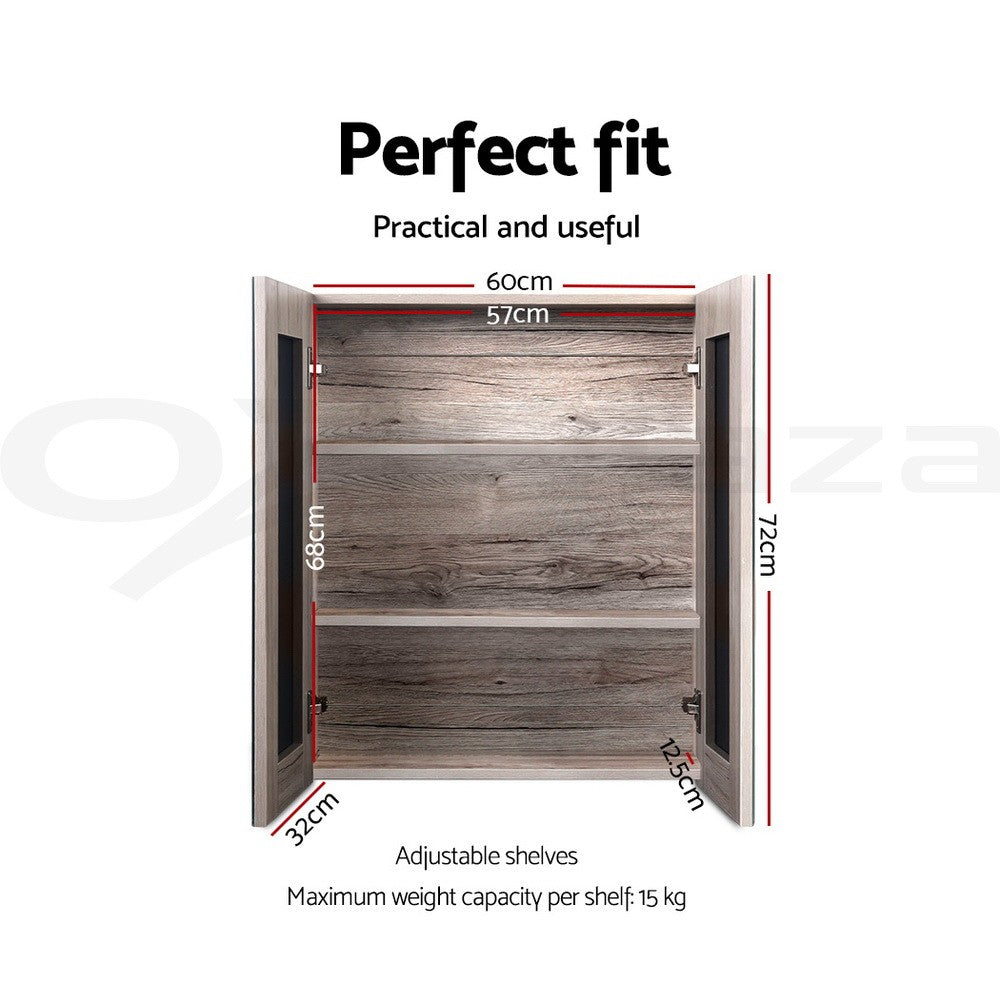 Cefito Bathroom Mirror Cabinet 600x720mm Vanity Medicine Shaving Makeup Oak