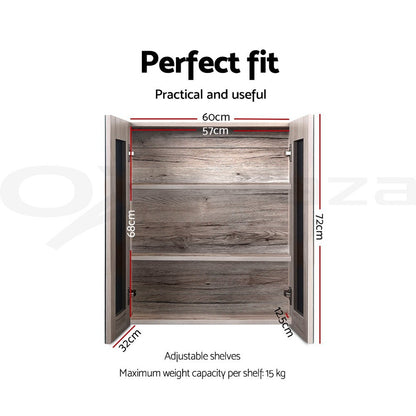 Cefito Bathroom Mirror Cabinet 600x720mm Vanity Medicine Shaving Makeup Oak