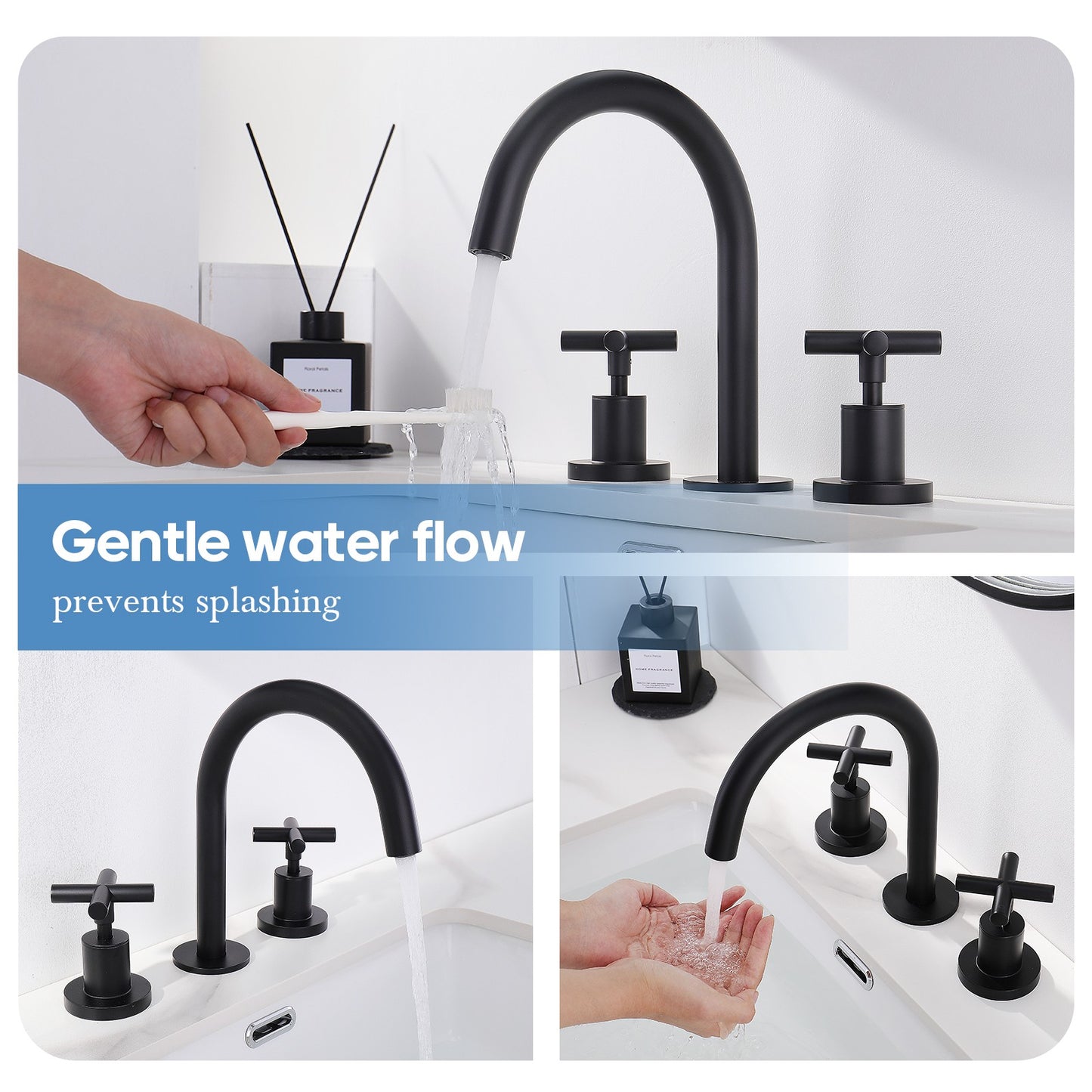 Decaura Basin Tap Set 1/4 Turn Swivel Spout Deck Mounted Gold/Black/Silver