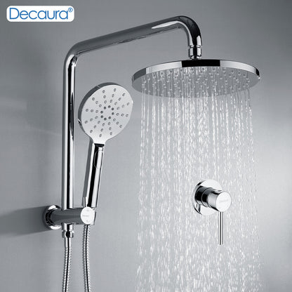 Decaura 9" or 10" Shower Head Set Gooseneck Chrome Black Golden Wall Shower Taps