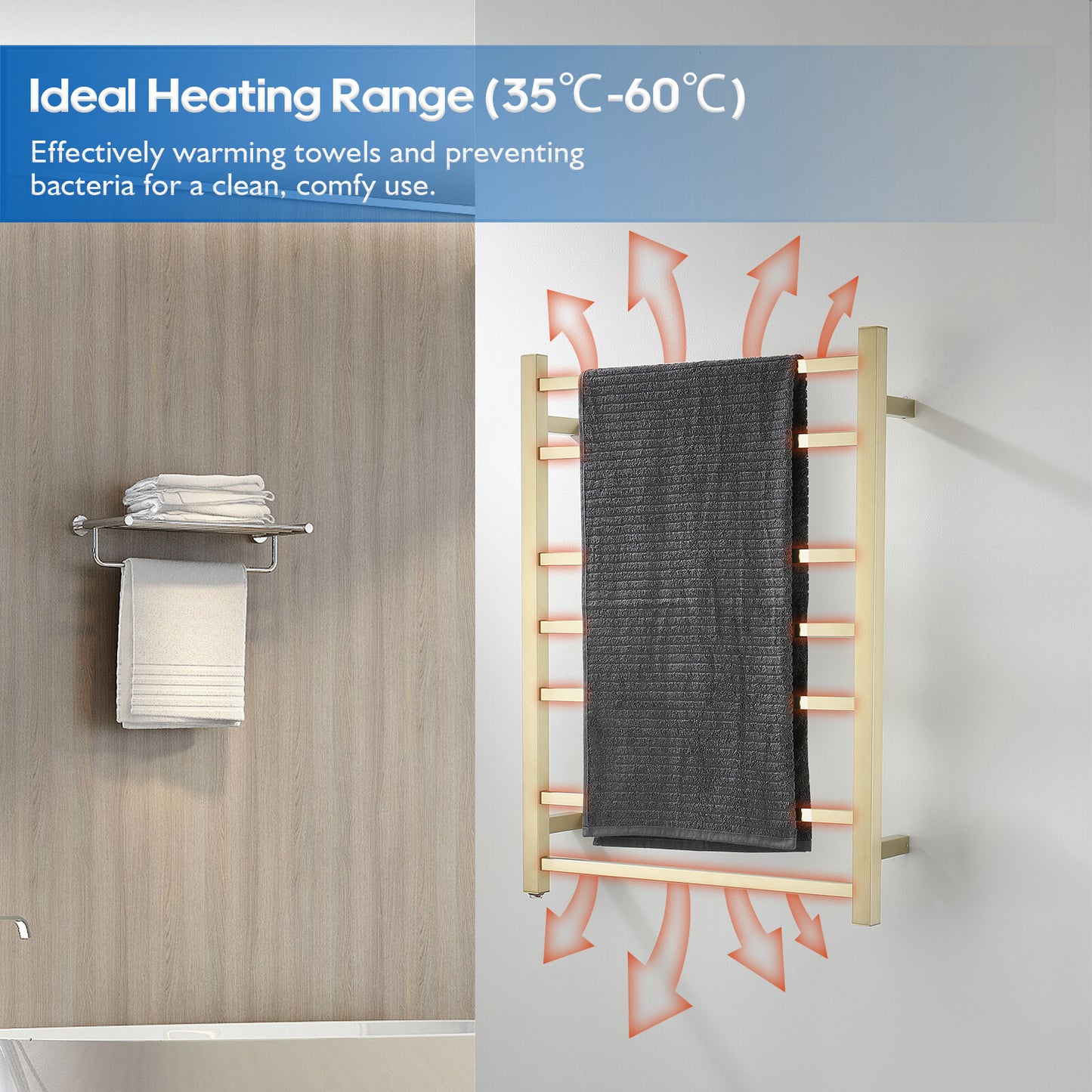 Decaura Wall Mounted Heated Towel Rail 7 Bars 304 Stainless Steel Round/Square