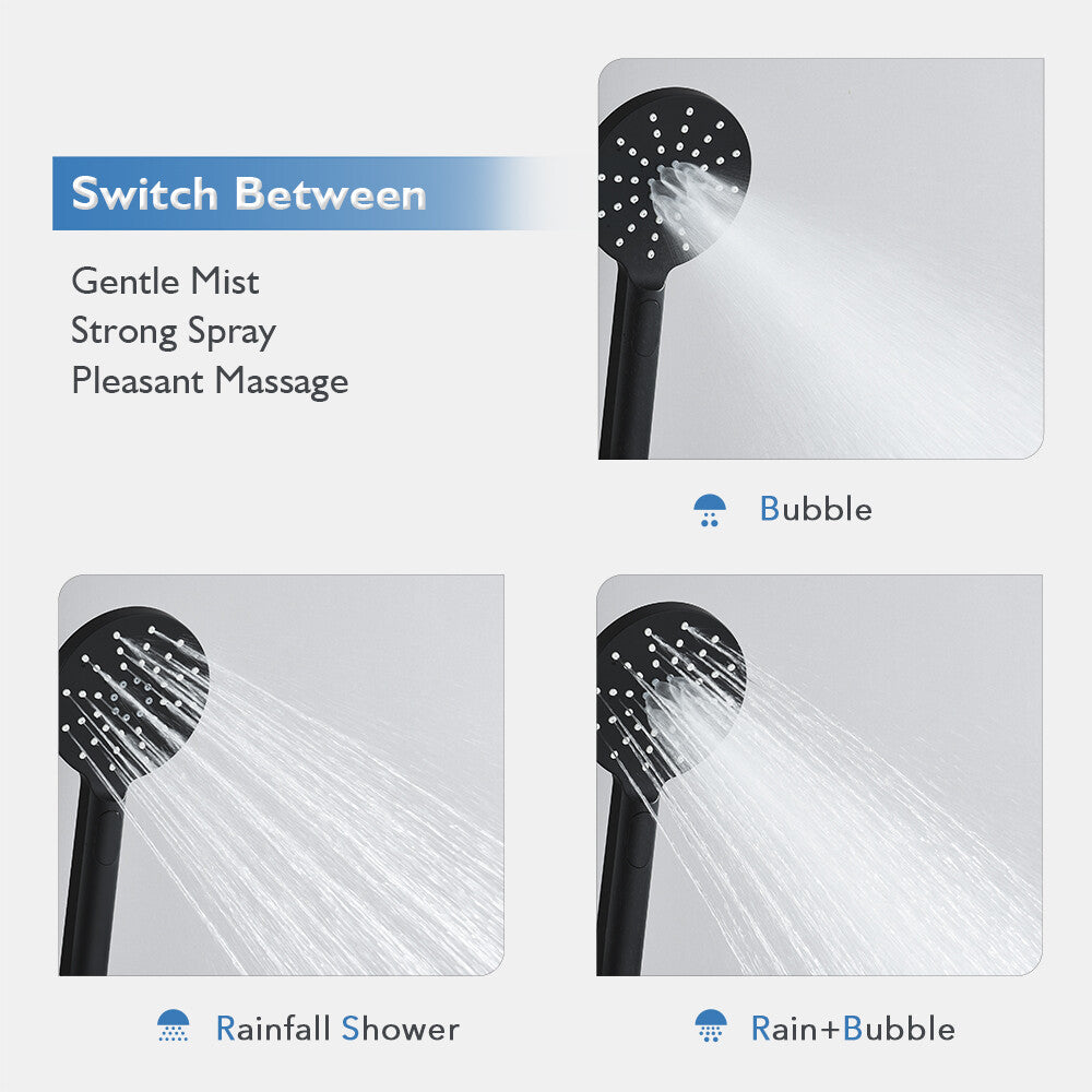 Decaura 9" Rain Shower Head Set Black Separate Water Inlet Elbow Round Gooseneck