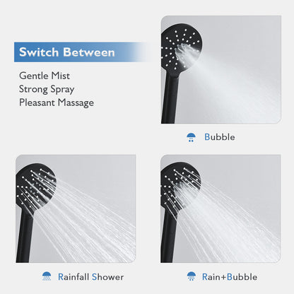 Decaura 9" Rain Shower Head Set Black Separate Water Inlet Elbow Round Gooseneck