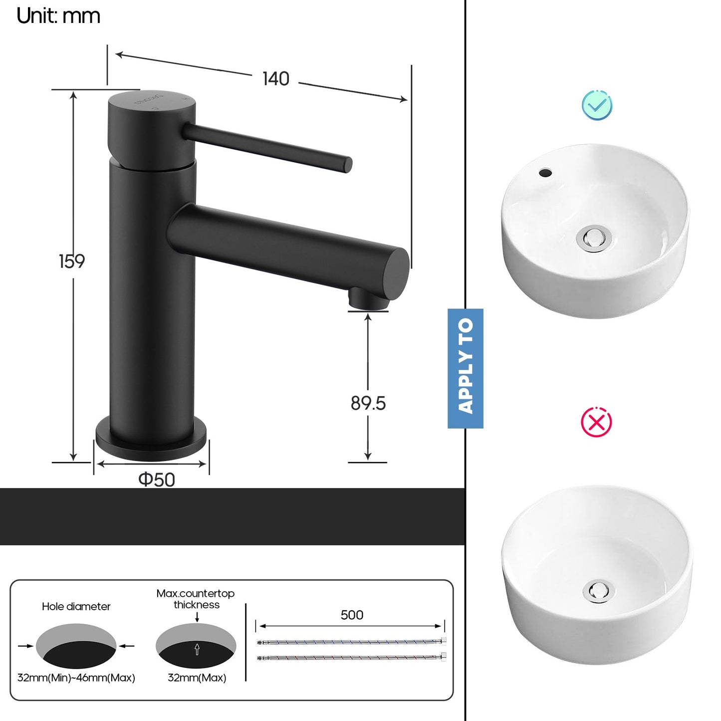 Decaura Bath Basin Mixer Tap Vanity Faucet Single Handle Tapware with Pop Waste