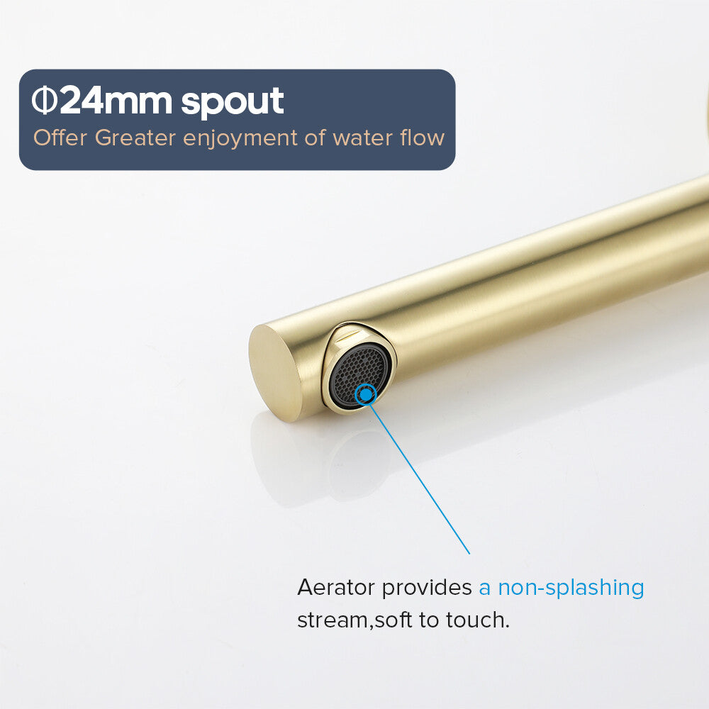 Decaura Bath Basin Water Spout Spouts Brushed Gold 180° Swivel Bathtub Bathroom
