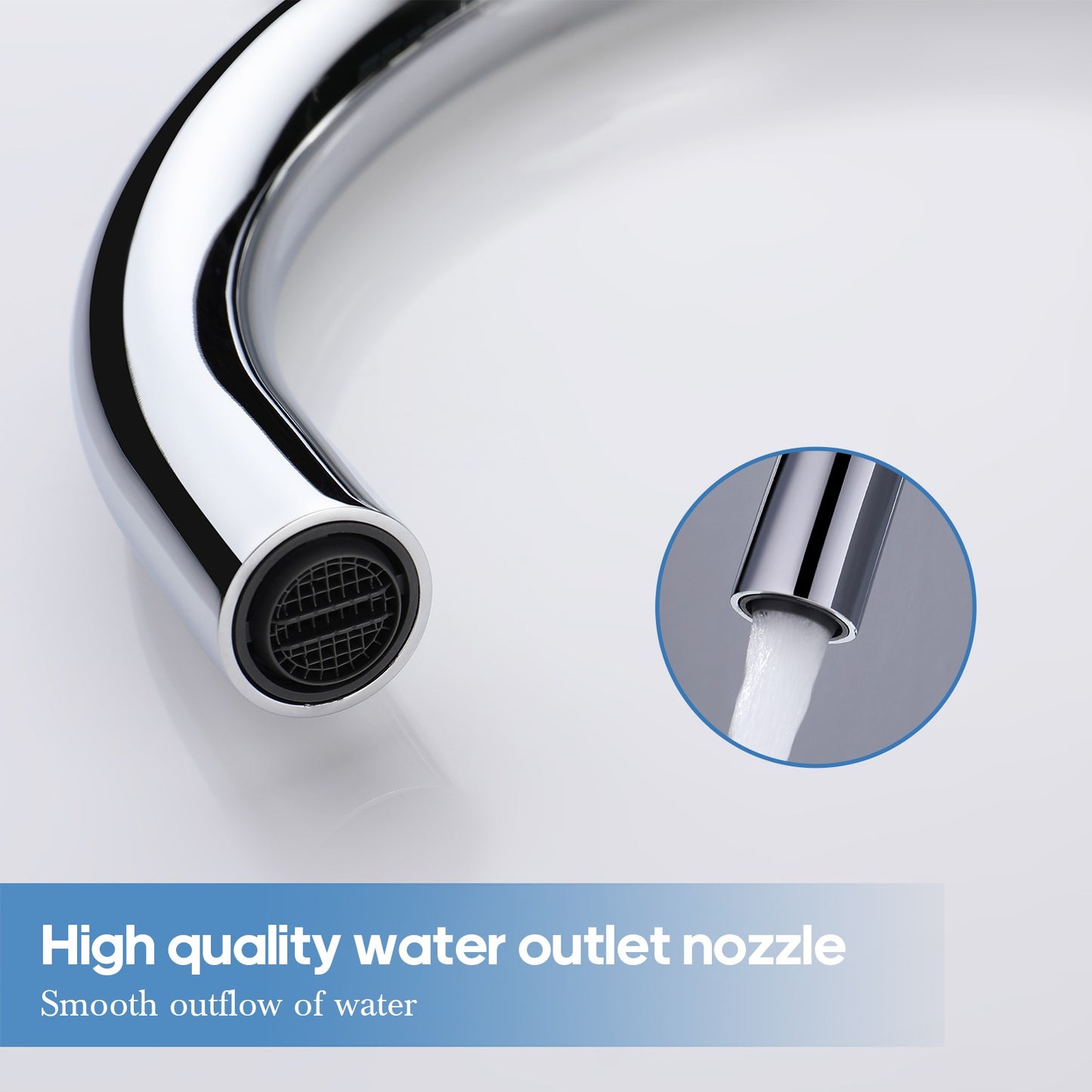 Decaura Basin Tap Set 2 Handles Chrome Swivel Gooseneck Spout and 1/4 turn Taps